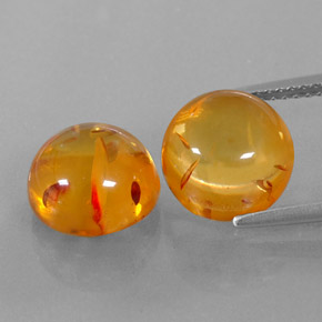 3.63 ct Orange Amber Gemstone, Amber Gem in Round Cabochon Shape for Sale.