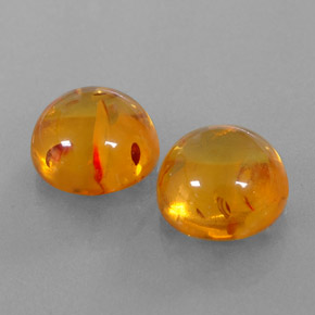 3.63 ct Orange Amber Stone, Natural Amber in Round Cabochon Shape for Sale