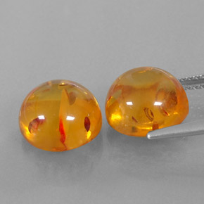 Amber Gemstone in 10 mm (calibrated) Size for Sale, Amber Stone in Yellow Orange Color