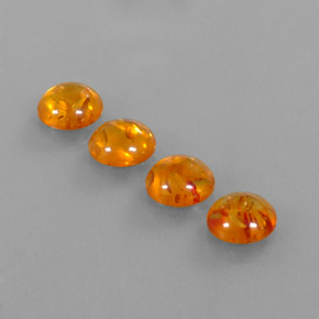4.42 ct Orange Amber Gemstone, Amber Gem in Round Cabochon Shape for Sale.