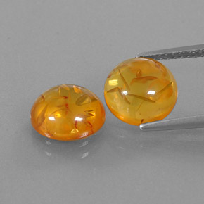 2.25 ct Orange Amber Stone, Natural Amber in Round Cabochon Shape for Sale