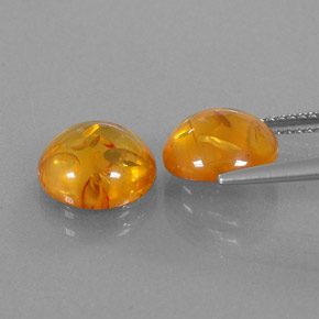 Amber Gemstone in 9 mm (calibrated) Size for Sale, Amber Stone in Yellow Orange Color