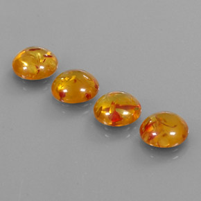 4.46 ct Orange Amber Gemstone, Amber Gem in Round Cabochon Shape for Sale.