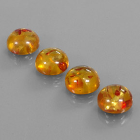 6.45 ct Orange Amber Gemstone, Amber Gem in Round Cabochon Shape for Sale.