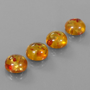 6.45 ct Orange Amber Stone, Natural Amber in Round Cabochon Shape for Sale