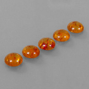 5.63 ct Orange Amber Stone, Natural Amber in Round Cabochon Shape for Sale