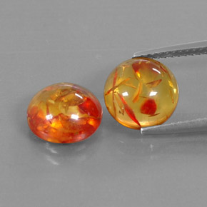 2.50 ct Orange Amber Gemstone, Amber Gem in Round Cabochon Shape for Sale.