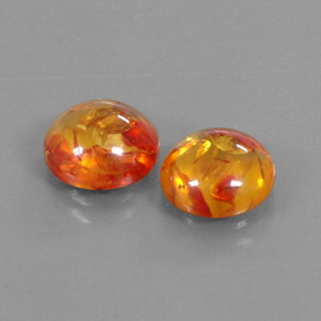 2.50 ct Orange Amber Stone, Natural Amber in Round Cabochon Shape for Sale