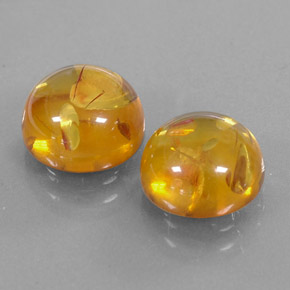 3.46 ct Orange Amber Stone, Natural Amber in Round Cabochon Shape for Sale