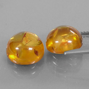 Amber Gemstone in 9.5 mm Size for Sale, Amber Stone in Yellow Orange Color