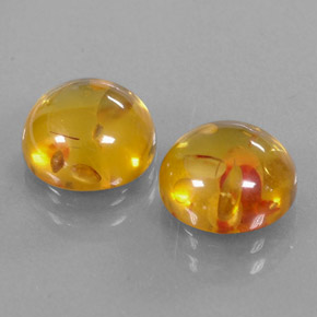 3.22 ct Orange Amber Stone, Natural Amber in Round Cabochon Shape for Sale