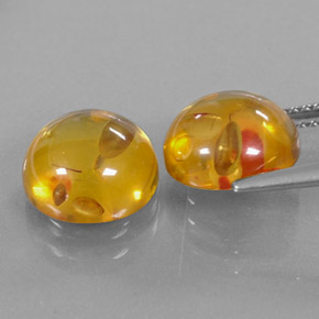 Amber Gemstone in 9.4 mm Size for Sale, Amber Stone in Yellow Orange Color