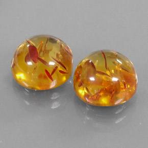 3.61 ct Orange Amber Stone, Natural Amber in Round Cabochon Shape for Sale