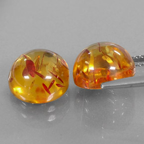 Amber Gemstone in 10 mm (calibrated) Size for Sale, Amber Stone in Yellow Orange Color