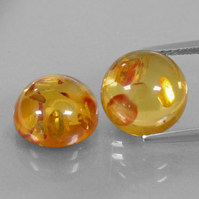 3.51 ct Orange Amber Gemstone, Amber Gem in Round Cabochon Shape for Sale.