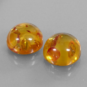 3.51 ct Orange Amber Stone, Natural Amber in Round Cabochon Shape for Sale