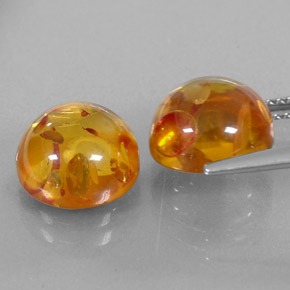 Amber Gemstone in 9.6 mm Size for Sale, Amber Stone in Yellow Orange Color