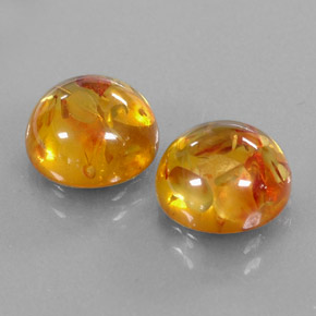 3.30 ct Orange Amber Stone, Natural Amber in Round Cabochon Shape for Sale