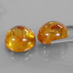 Amber Gemstone in 9.5 mm Size for Sale, Amber Stone in Yellow Orange Color
