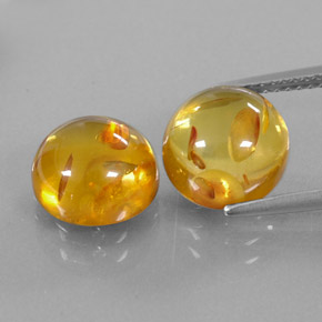 3.62 ct Orange Amber Gemstone, Amber Gem in Round Cabochon Shape for Sale.