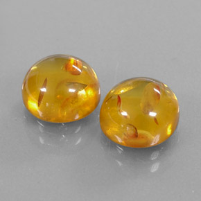 3.62 ct Orange Amber Stone, Natural Amber in Round Cabochon Shape for Sale