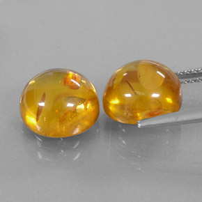 Amber Gemstone in 10 mm (calibrated) Size for Sale, Amber Stone in Yellow Orange Color