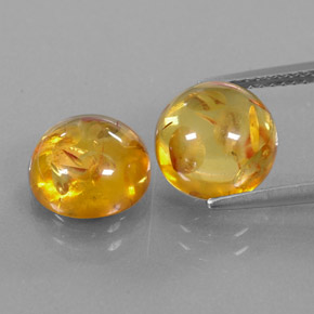 3.25 ct Orange Amber Gemstone, Amber Gem in Round Cabochon Shape for Sale.