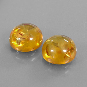 3.25 ct Orange Amber Stone, Natural Amber in Round Cabochon Shape for Sale