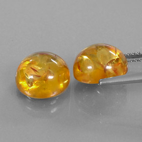 Amber Gemstone in 9.5 mm Size for Sale, Amber Stone in Yellow Orange Color