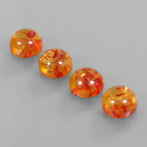 7.46 ct Orange Amber Gemstone, Amber Gem in Round Cabochon Shape for Sale.