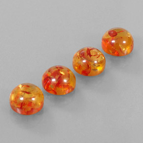 7.46 ct Orange Amber Stone, Natural Amber in Round Cabochon Shape for Sale
