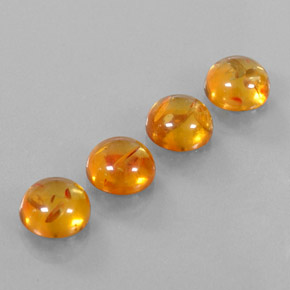 6.59 ct Orange Amber Stone, Natural Amber in Round Cabochon Shape for Sale
