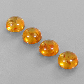 Amber Gemstone in 9.6 mm Size for Sale, Amber Stone in Yellow Orange Color