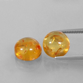 3.64 ct Orange Amber Gemstone, Amber Gem in Round Cabochon Shape for Sale.