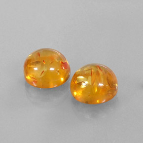 3.64 ct Orange Amber Stone, Natural Amber in Round Cabochon Shape for Sale