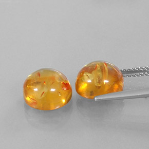 Amber Gemstone in 9.5 mm Size for Sale, Amber Stone in Yellow Orange Color