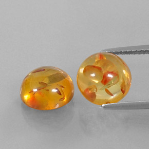 3.30 ct Orange Amber Gemstone, Amber Gem in Round Cabochon Shape for Sale.