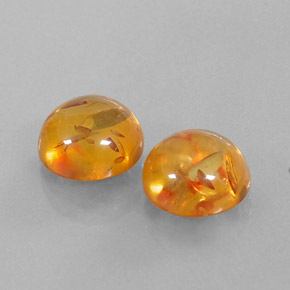 3.30 ct Orange Amber Stone, Natural Amber in Round Cabochon Shape for Sale