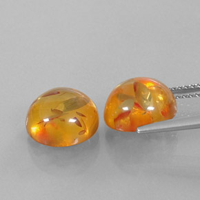 Amber Gemstone in 9.5 mm Size for Sale, Amber Stone in Yellow Orange Color