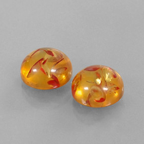 3.59 ct Orange Amber Stone, Natural Amber in Round Cabochon Shape for Sale