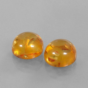 3.60 ct Orange Amber Stone, Natural Amber in Round Cabochon Shape for Sale
