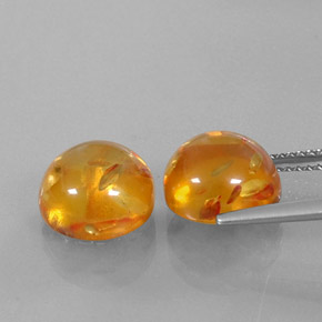 Amber Gemstone in 10 mm (calibrated) Size for Sale, Amber Stone in Yellow Orange Color
