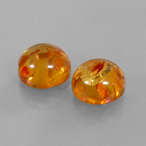 3.63 ct Orange Amber Stone, Natural Amber in Round Cabochon Shape for Sale