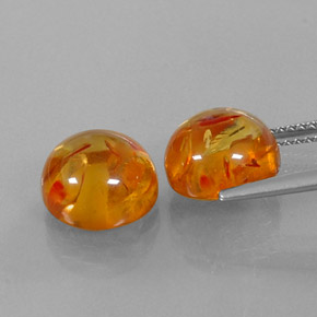 Amber Gemstone in 9.5 mm Size for Sale, Amber Stone in Yellow Orange Color