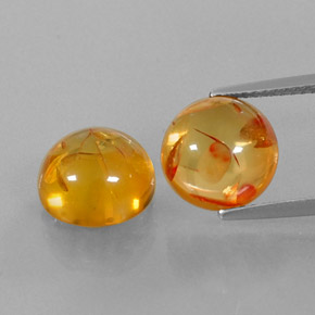 3.64 ct Orange Amber Gemstone, Amber Gem in Round Cabochon Shape for Sale.