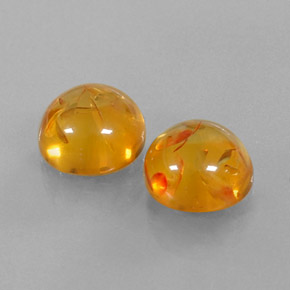 3.64 ct Orange Amber Stone, Natural Amber in Round Cabochon Shape for Sale