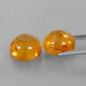 Amber Gemstone in 9.6 mm Size for Sale, Amber Stone in Yellow Orange Color
