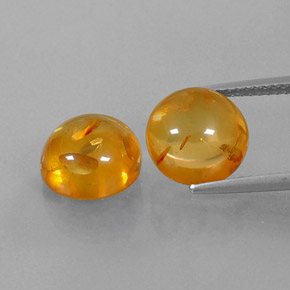 3.65 ct Orange Amber Gemstone, Amber Gem in Round Cabochon Shape for Sale.