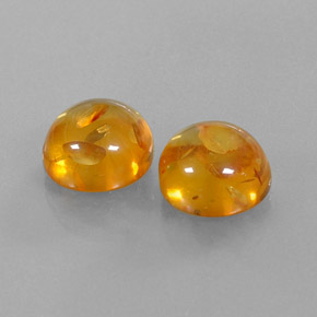 3.65 ct Orange Amber Stone, Natural Amber in Round Cabochon Shape for Sale