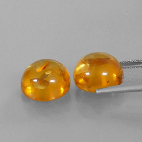 Amber Gemstone in 9.5 mm Size for Sale, Amber Stone in Yellow Orange Color